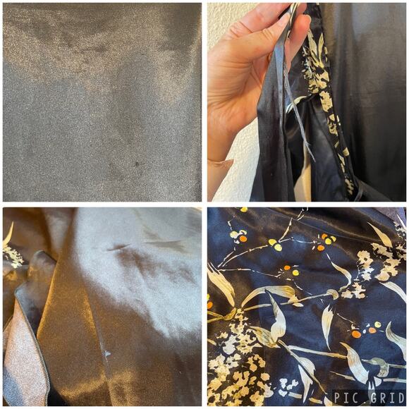 Whimsy Goth Boho Black Silky Floral Long Sleeve Bath Robe & Slip Mini Dress Sm - Picture 5 of 16